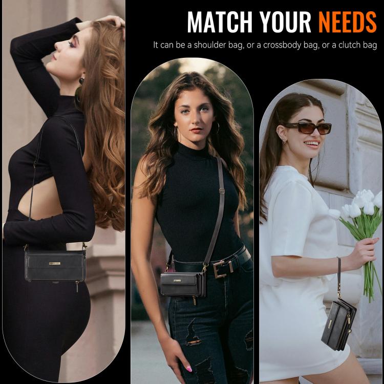 For iPhone 16e CaseMe C39 RFID Blocking Zipper Wallet Leather Phone Case with Crossbody Strap(Black) - free shipping - PMc TechLife - Order now!