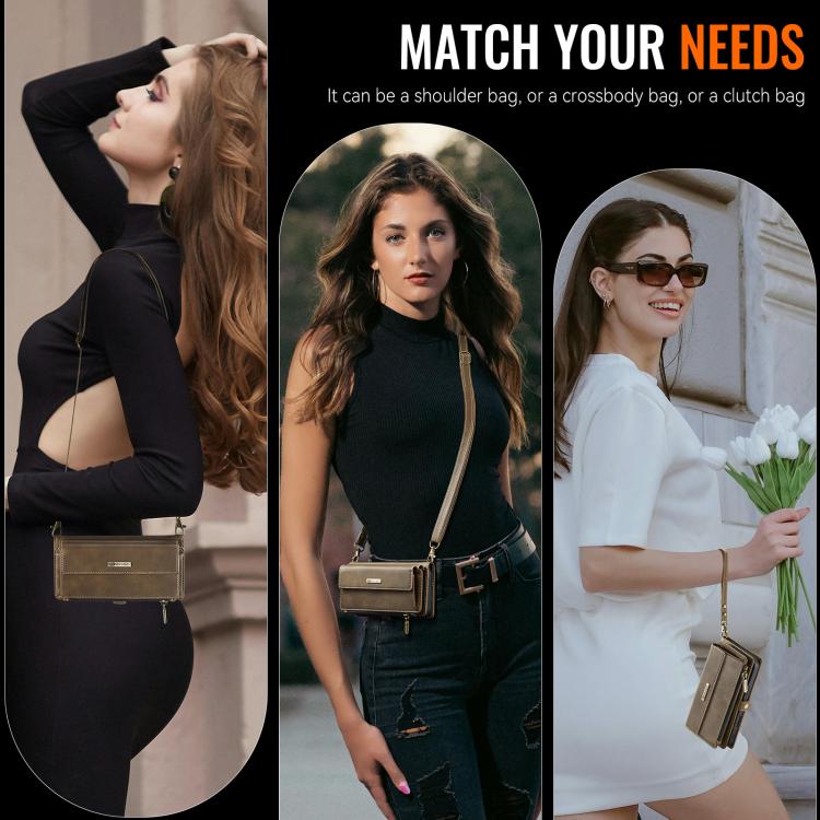 For iPhone 16e CaseMe C39 RFID Blocking Zipper Wallet Leather Phone Case with Crossbody Strap(Coffee) - free shipping - PMc TechLife - Order now!