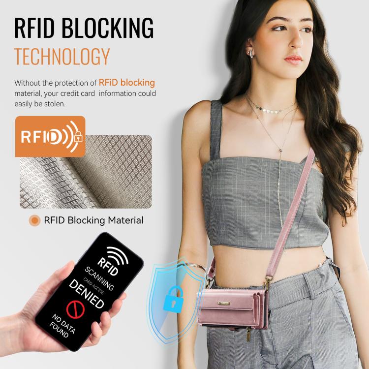 For iPhone 16e CaseMe C39 RFID Blocking Zipper Wallet Leather Phone Case with Crossbody Strap(Pink) - free shipping - PMC Jewellery - Order now!