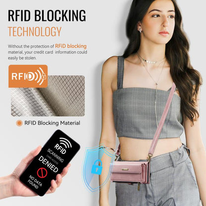 For iPhone 16e CaseMe C39 RFID Blocking Zipper Wallet Leather Phone Case with Crossbody Strap(Pink) - free shipping - PMC Jewellery - Order now!