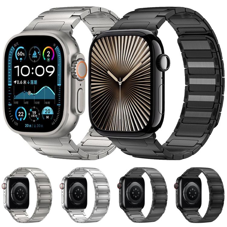 For Apple Watch 42mm / 41mm / 40mm / 38mm I-Beam Magnetic Stainless Steel Strap(Black)