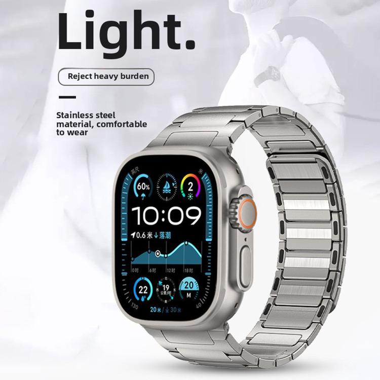 For Apple Watch 46mm / 49mm / 45mm / 44mm I-Beam Magnetic Stainless Steel Strap(Titanium Gray)