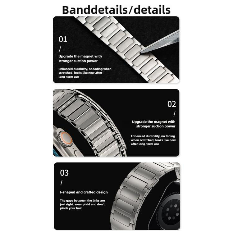For Apple Watch 46mm / 49mm / 45mm / 44mm I-Beam Magnetic Stainless Steel Strap(Silver) - free shipping - PMC TechLife - Order now!