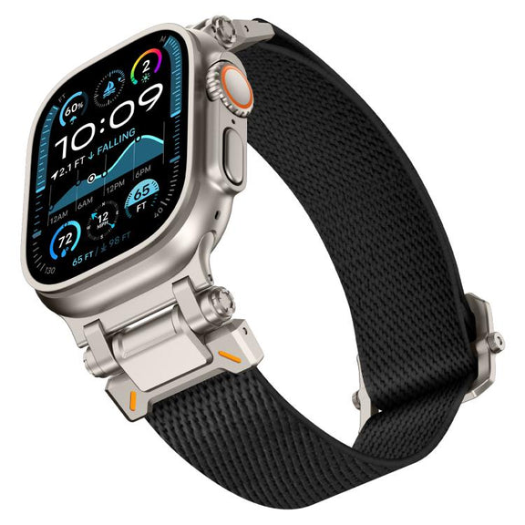 For Apple Watch 46mm / 49mm / 45mm / 44mm Explorer Polyester Nylon Watch Band(Titanium Black)