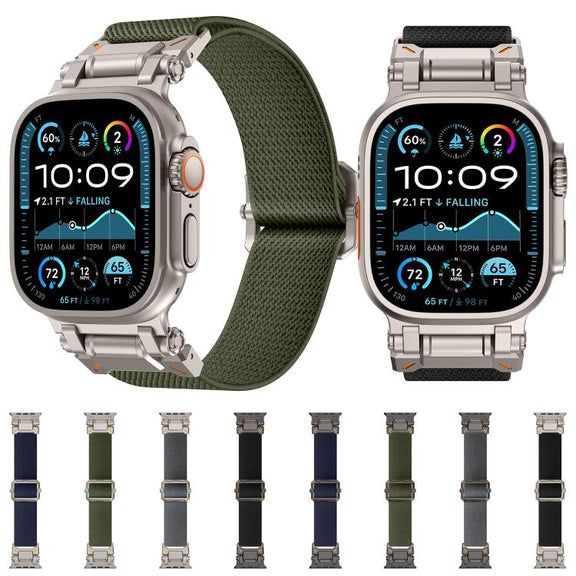 For Apple Watch 46mm / 49mm / 45mm / 44mm Explorer Polyester Nylon Watch Band(Titanium Black)