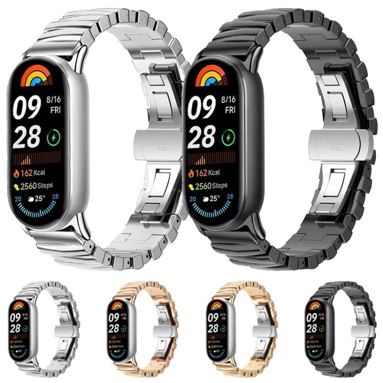 For Xiaomi Smart Band 9 / 8 Irregular Butterfly Buckle Metal Stainless Steel Watch Band(Silver)