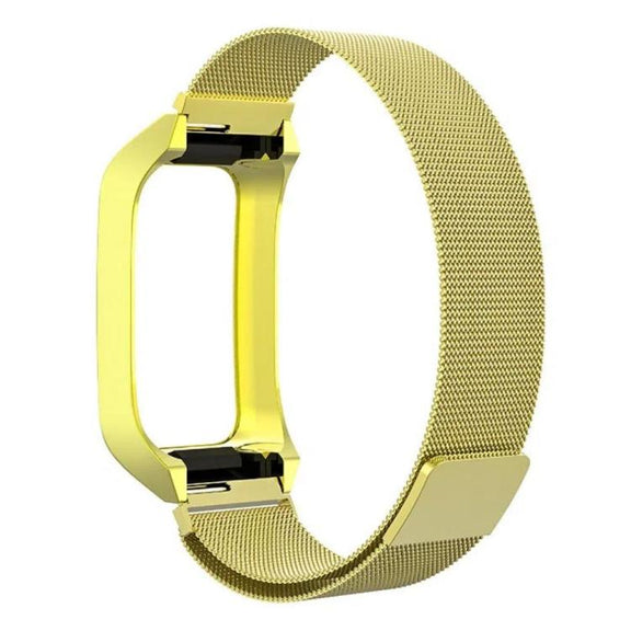 For Xiaomi Mi Band 7 Pro Stainless Steel Frame Integrated Milanese Magnetic Metal Watch Band(Gold)