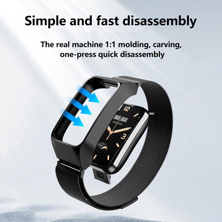 For Xiaomi Mi Band 7 Pro Stainless Steel Frame Integrated Milanese Magnetic Metal Watch Band(Gold)