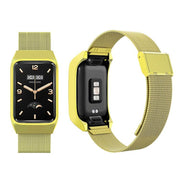 For Xiaomi Mi Band 7 Pro Stainless Steel Frame Integrated Milanese Buckle Metal Watch Band(Gold)