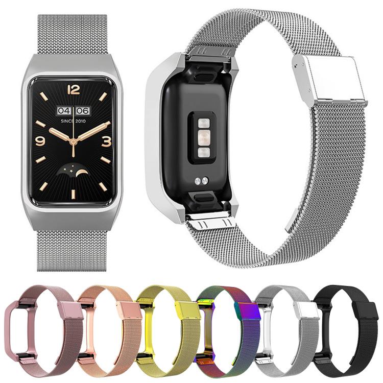 For Xiaomi Mi Band 7 Pro Stainless Steel Frame Integrated Milanese Buckle Metal Watch Band(Gold)