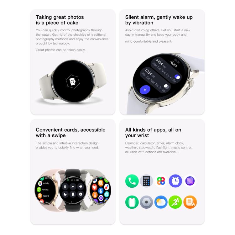 Sense 6 1.43 AMOLED Screen IP68 Waterproof Bluetooth Call Smartwatch Supports Health Monitoring(Starlight) - free shipping - PMC TechLife - Order now!