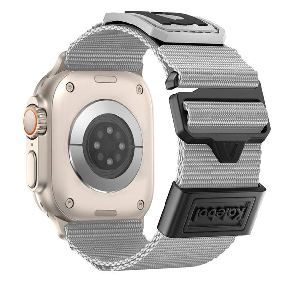 For Apple Watch 46mm / 49mm / 45mm / 44mm Kalebol Braided Nylon Sport Watch Band(Gray)