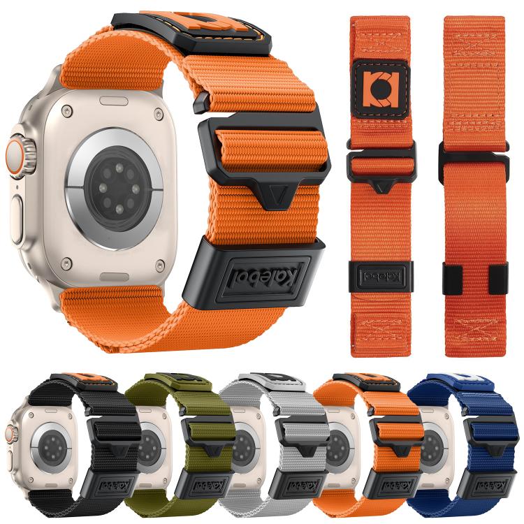 For Apple Watch 46mm / 49mm / 45mm / 44mm Kalebol Braided Nylon Sport Watch Band(Orange) - free shipping - PMC TechLife - Order now!