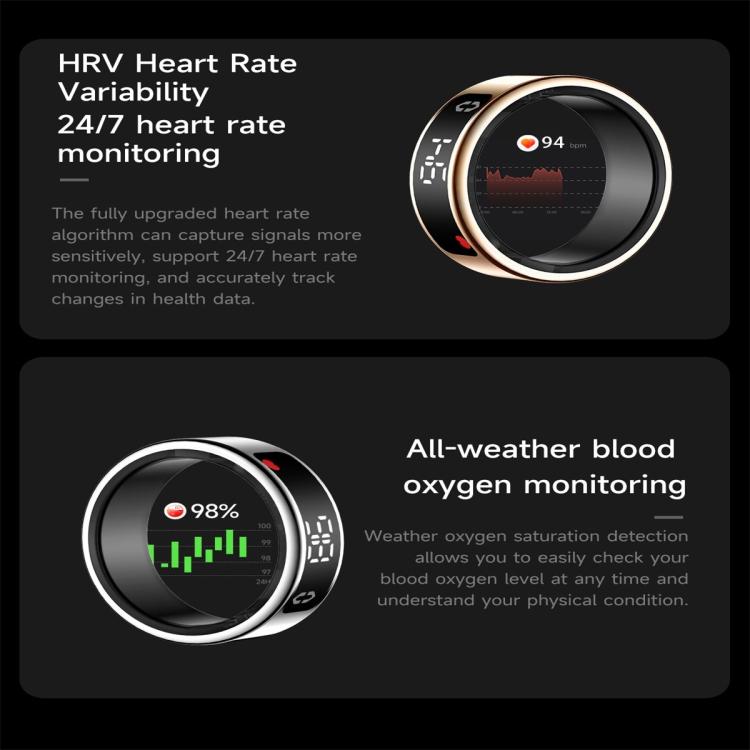 SY01 SIZE 12 Smart Ring, Support Heart Rate / Blood Oxygen / Sleep Monitoring / Multiple Sport Modes(Silver)