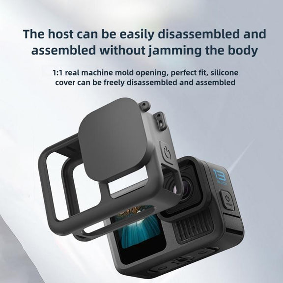 For GoPro HERO13 Black Silicone Protective Case with Wrist Strap & Lens Cover & Side Interface Cover