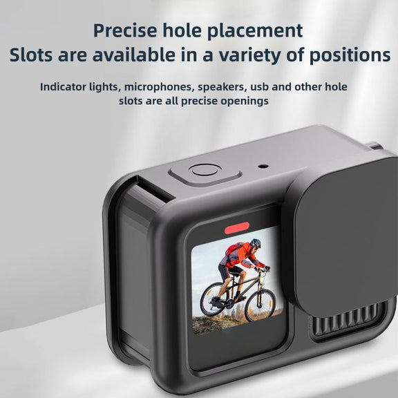 For GoPro HERO13 Black Silicone Protective Case with Wrist Strap & Lens Cover & Side Interface Cover