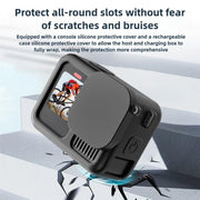 For GoPro HERO13 Black Silicone Protective Case with Wrist Strap & Lens Cover & Side Interface Cover
