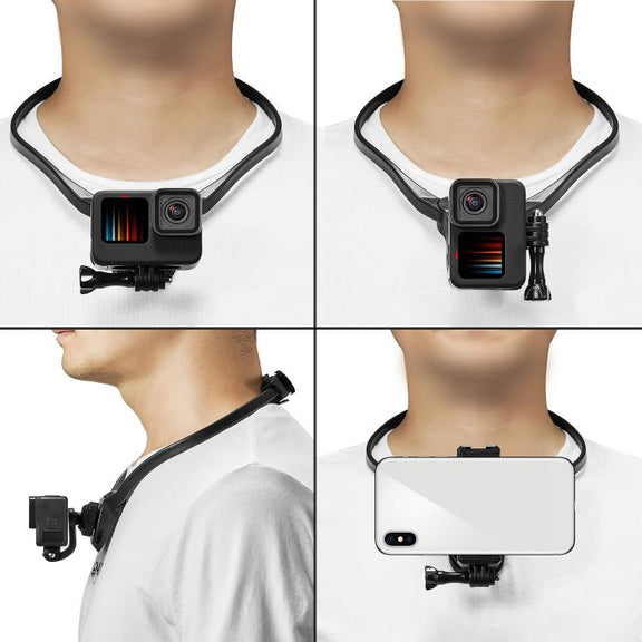 Sports Camera Lazy Neck Bracket Phone Clamp Mount(Black)