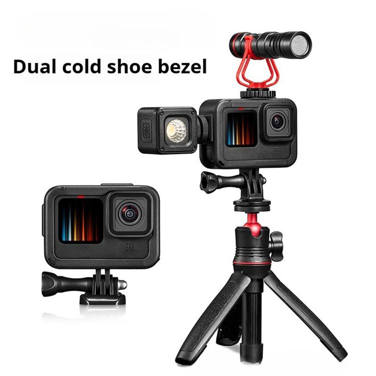 For GoPro HERO13 Black / HERO12 Black Dual Cold Shoes Frame Expansion PA Cage with Side Interface Cover - free shipping - PMC TechLife - Order now!