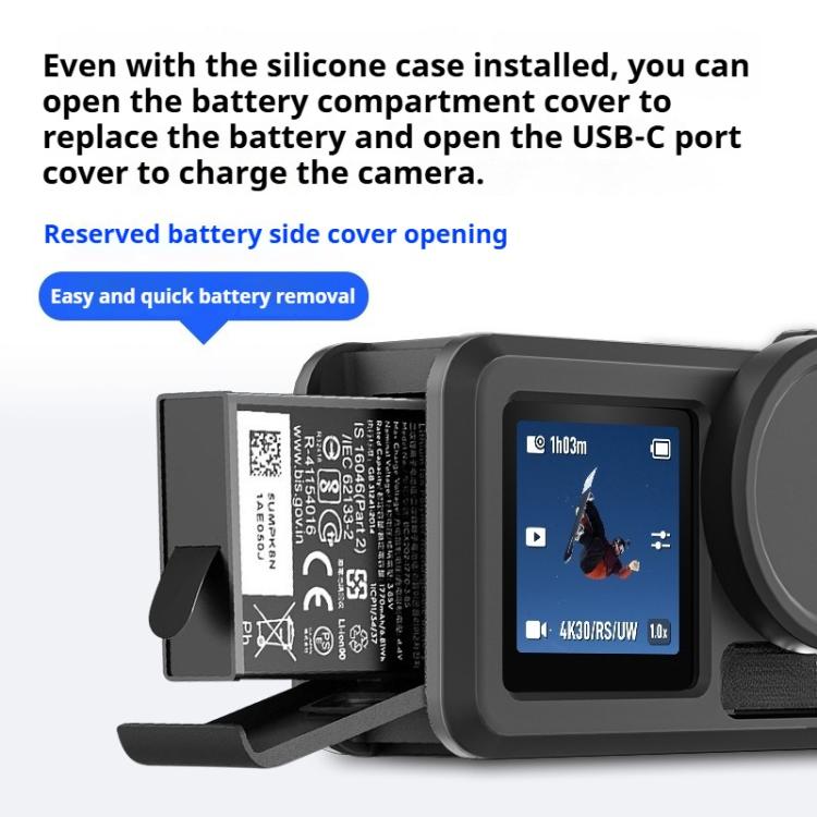 For DJI Action 5 Pro / 4 / 3 Soft Silicone Shockproof Protective Case Cover with Lens Cap(Black)