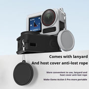 For DJI Action 5 Pro / 4 / 3 Soft Silicone Shockproof Protective Case Cover with Lens Cap(Black)
