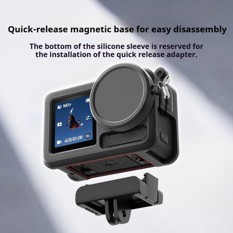 For DJI Action 5 Pro / 4 / 3 Soft Silicone Shockproof Protective Case Cover with Lens Cap(Black)