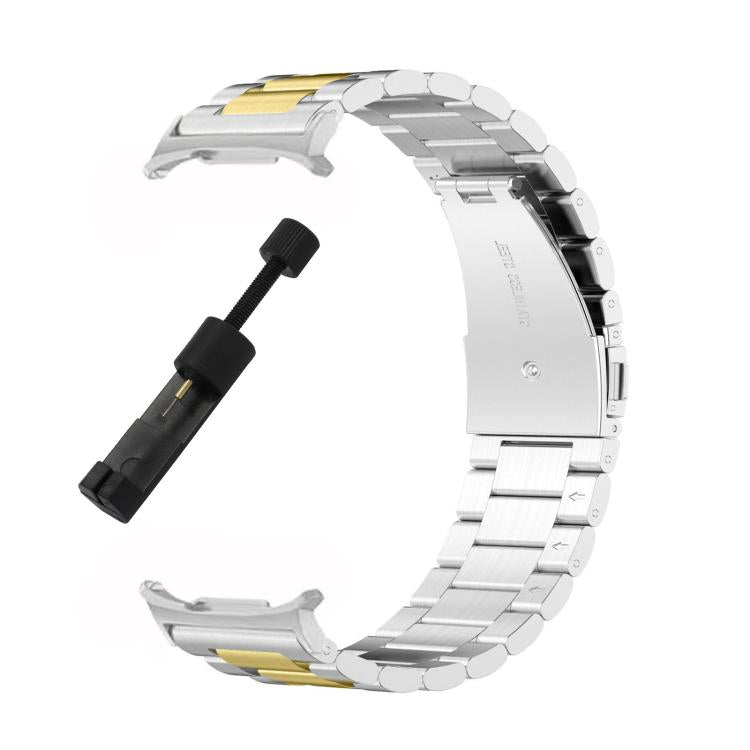 For Samsung Galaxy Watch 8 40 / 44mm Three Beads Stainless Steel Watch Band with Removal Tool(Silver Gold) - free shipping - PMC TechLife - Order now!
