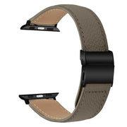 For Apple Watch 42mm / 41mm / 40mm / 38mm Lychee Texture Black Turtle Back Buckle Leather Watch Band(Gray)