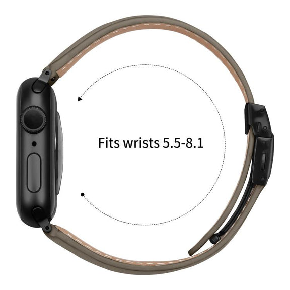 For Apple Watch 42mm / 41mm / 40mm / 38mm Lychee Texture Black Turtle Back Buckle Leather Watch Band(Gray)