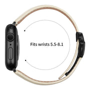 For Apple Watch 42mm / 41mm / 40mm / 38mm Lychee Texture Black Turtle Back Buckle Leather Watch Band(Creamy White)
