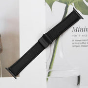 For Apple Watch 46mm / 49mm / 45mm / 44mm Lychee Texture Black Turtle Back Buckle Leather Watch Band(Black)
