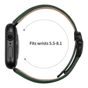 For Apple Watch 46mm / 49mm / 45mm / 44mm Lychee Texture Black Turtle Back Buckle Leather Watch Band(Green)