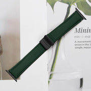For Apple Watch 46mm / 49mm / 45mm / 44mm Lychee Texture Black Turtle Back Buckle Leather Watch Band(Green)