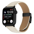For Apple Watch 46mm / 49mm / 45mm / 44mm Lychee Texture Black Turtle Back Buckle Leather Watch Band(Creamy White) - Watch Bands by PMC TechLife | Online Shopping South Africa | PMC TechLife | Buy Now Pay Later Mobicred