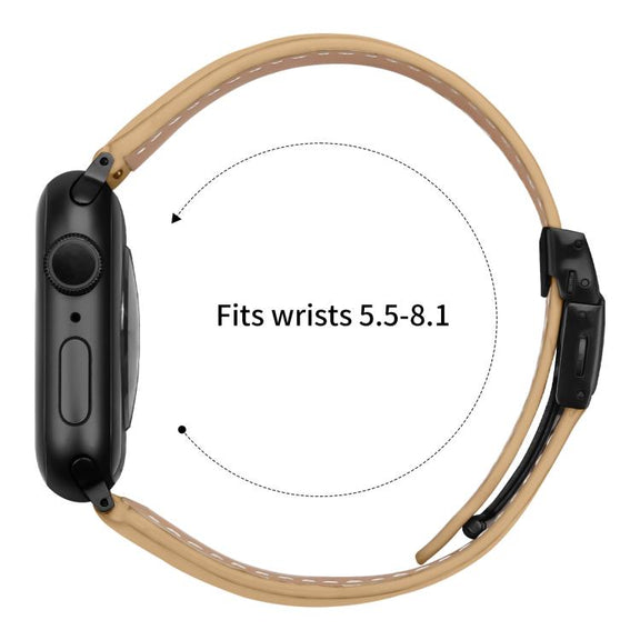 For Apple Watch 46mm / 49mm / 45mm / 44mm Lychee Texture Black Turtle Back Buckle Leather Watch Band(Camel)