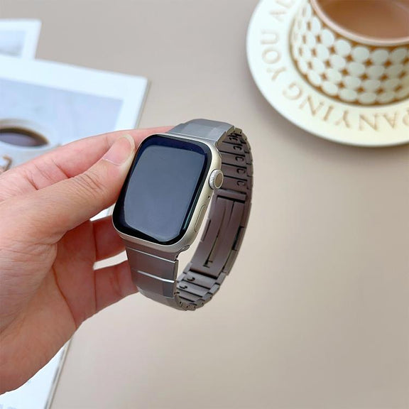 For Apple Watch 46mm / 49mm / 45mm / 44mm Curved Side Detachable Stainless Steel Watch Band(Titanium)