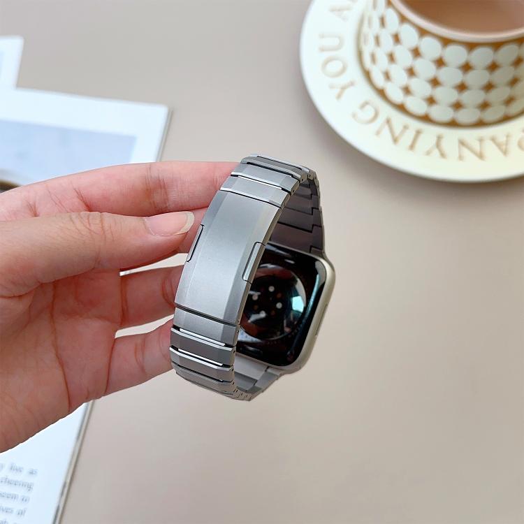For Apple Watch 46mm / 49mm / 45mm / 44mm Curved Side Detachable Stainless Steel Watch Band(Titanium)
