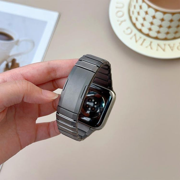 For Apple Watch 46mm / 49mm / 45mm / 44mm Curved Side Detachable Stainless Steel Watch Band(Titanium Gray)