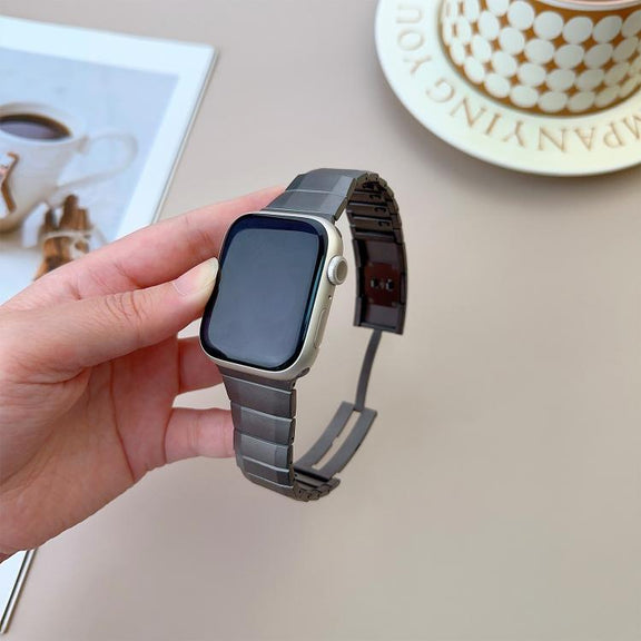 For Apple Watch 46mm / 49mm / 45mm / 44mm Curved Side Detachable Stainless Steel Watch Band(Titanium Gray)
