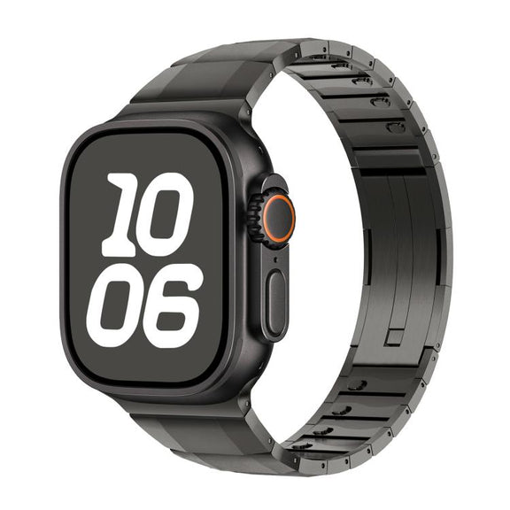For Apple Watch 46mm / 49mm / 45mm / 44mm Curved Side Detachable Stainless Steel Watch Band(Titanium Gray)