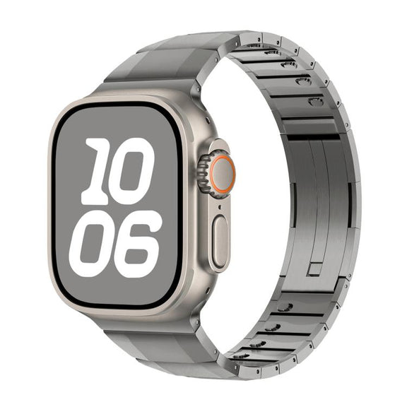 For Apple Watch 42mm / 41mm / 40mm / 38mm Curved Side Detachable Stainless Steel Watch Band(Titanium)