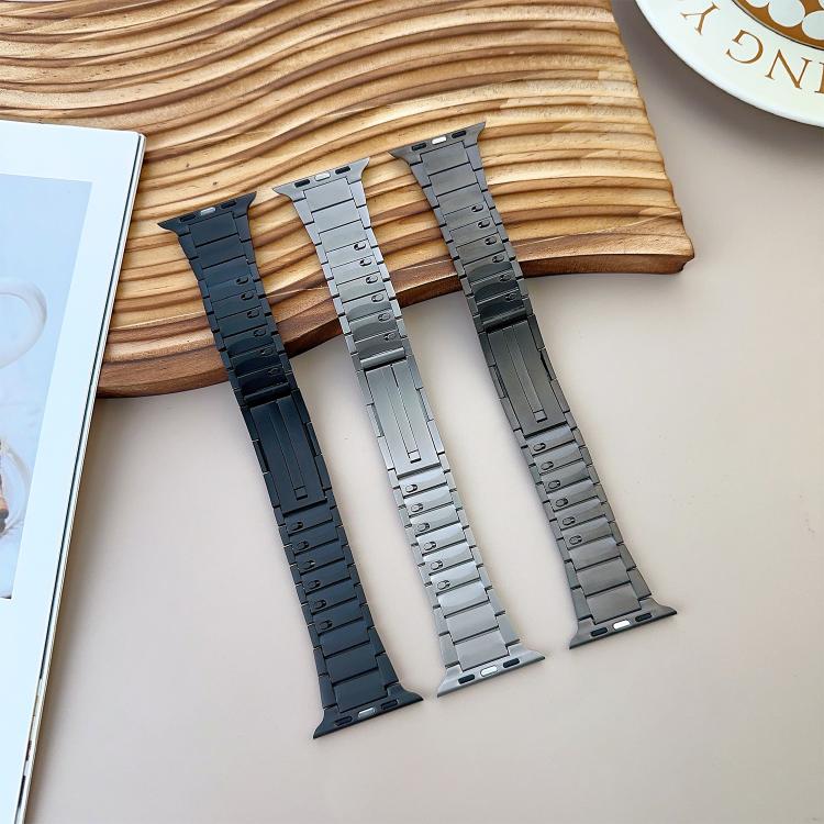 For Apple Watch 42mm / 41mm / 40mm / 38mm Curved Side Detachable Stainless Steel Watch Band(Titanium Gray)
