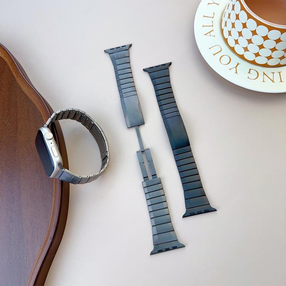For Apple Watch 46mm / 49mm / 45mm / 44mm Curved Side Detachable Stainless Steel Watch Band(Titanium Gray)
