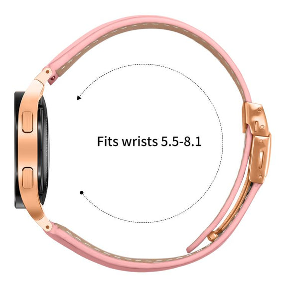 For Samsung Galaxy Watch 7 40 / 44mm Lychee Texture Rose Gold Turtle Back Buckle Leather Watch Band(Pink)