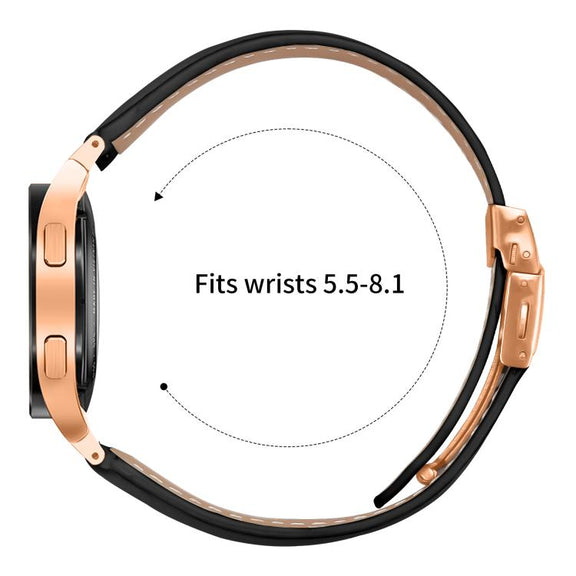 For Samsung Galaxy Watch 7 40 / 44mm Lychee Texture Rose Gold Turtle Back Buckle Leather Watch Band(Black)