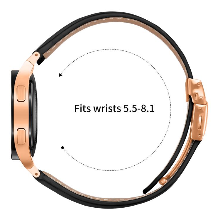 For Samsung Galaxy Watch 7 40 / 44mm Lychee Texture Rose Gold Turtle Back Buckle Leather Watch Band(Black)