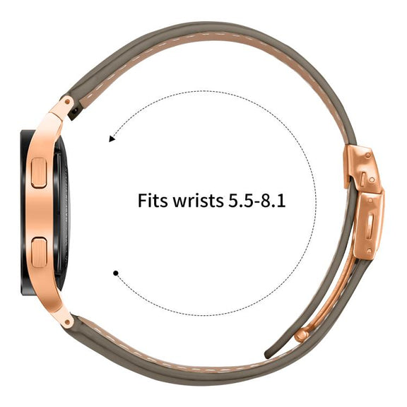 For Samsung Galaxy Watch 7 40 / 44mm Lychee Texture Rose Gold Turtle Back Buckle Leather Watch Band(Gray)
