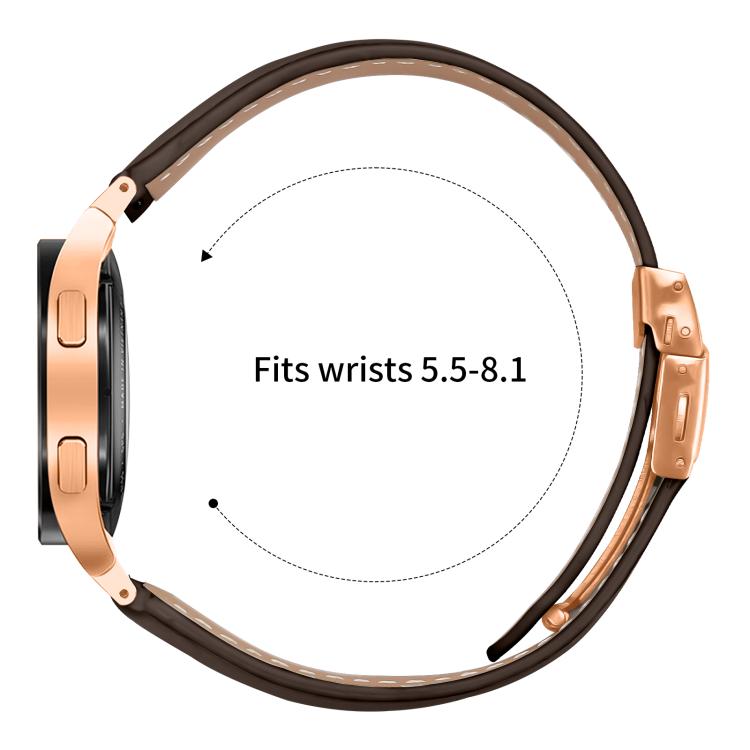 For Samsung Galaxy Watch 7 40 / 44mm Lychee Texture Rose Gold Turtle Back Buckle Leather Watch Band(Coffee Color)