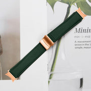 For Samsung Galaxy Watch 7 40 / 44mm Lychee Texture Rose Gold Turtle Back Buckle Leather Watch Band(Green)