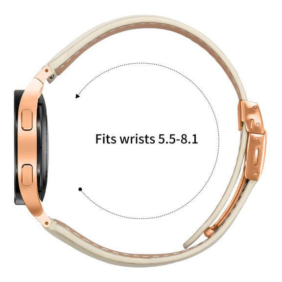 For Samsung Galaxy Watch 7 40 / 44mm Lychee Texture Rose Gold Turtle Back Buckle Leather Watch Band(Creamy White)
